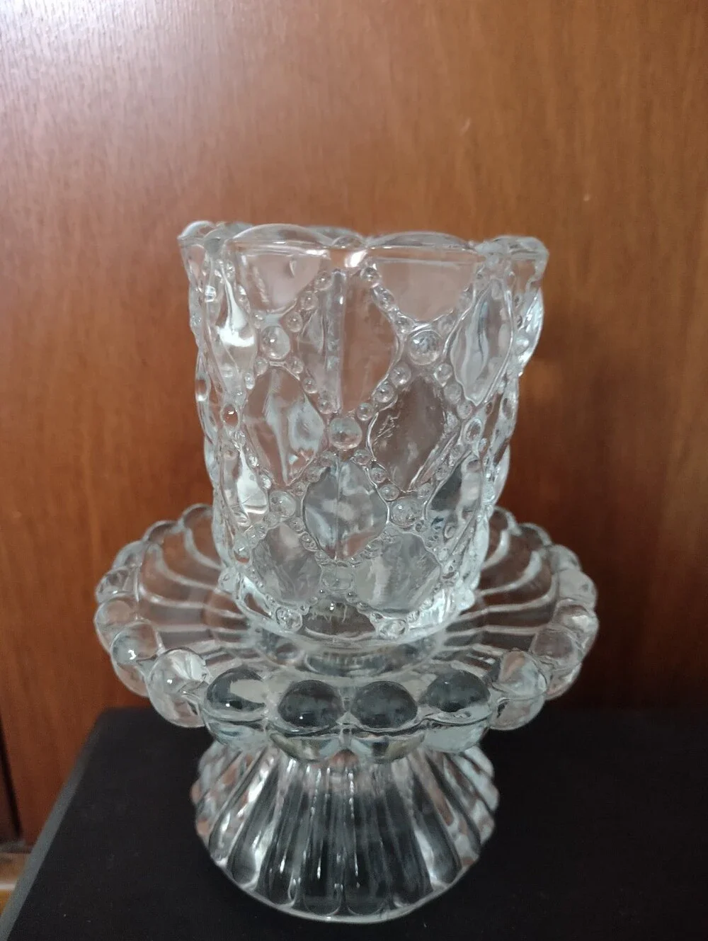 Fairy Lamp Footed Base And Scalloped Diamond Cut Dome